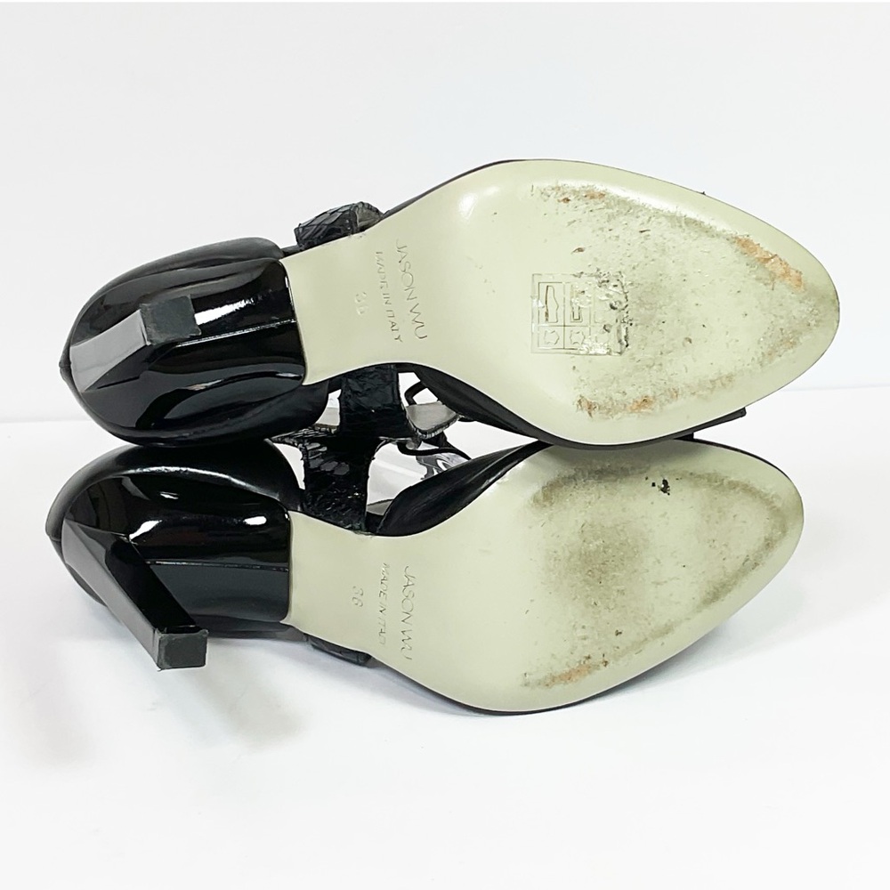 Jason Wu Runway Billie Snake Print Leather Cutout High Heel Sandals - Picture 8 of 10